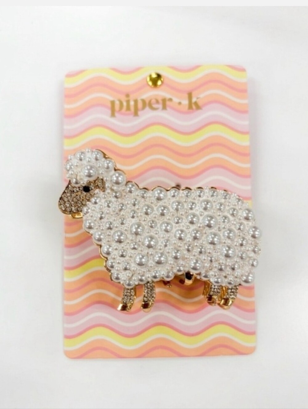 🐑▪️Piper K▪️ White Pearl Sheep Metal Claw Clip - Picture 2 of 5